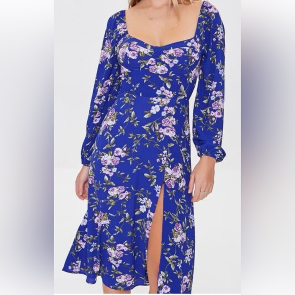 Forever 21 Blue Puff Sleeve Sundress